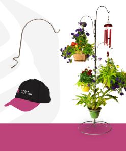 Free Standing Adjustable Yard Tree Plant Stand with Extra Hook